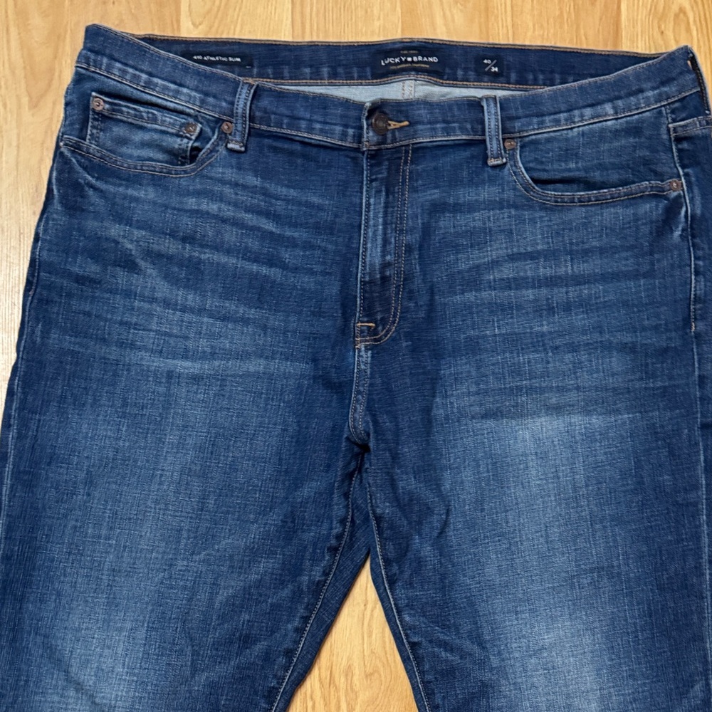 Lucky Brand size 40X34 40 410 athletic slim Men's Dark Blue Straight Jeans - Picture 3 of 12